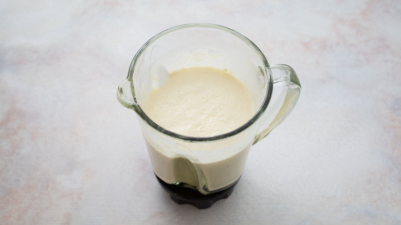 crepe batter in blender pitcher