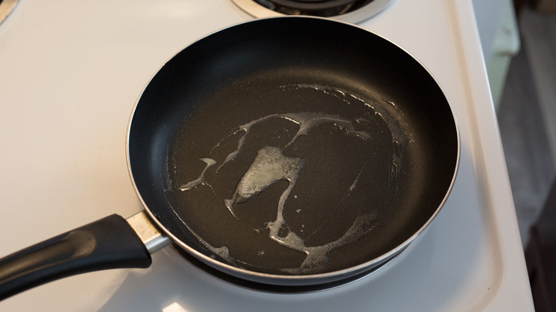 melted butter in nonstick pan