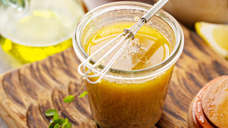 salad dressing with a small whisk