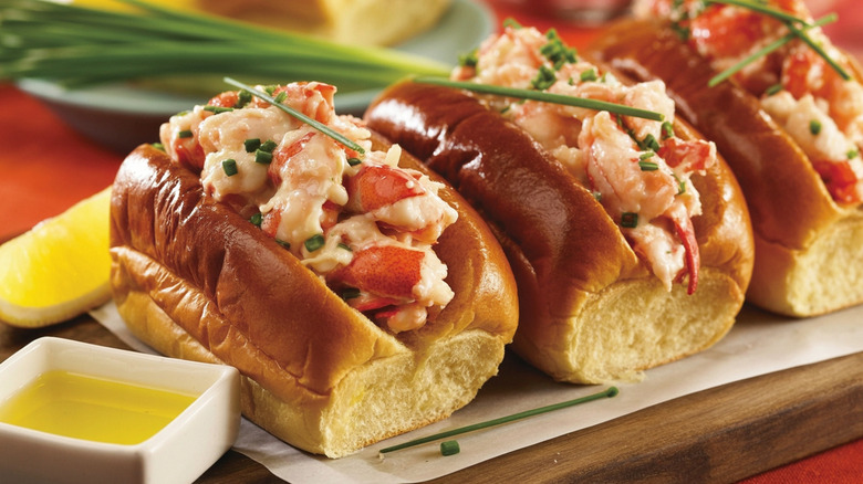 A line of lobster rolls