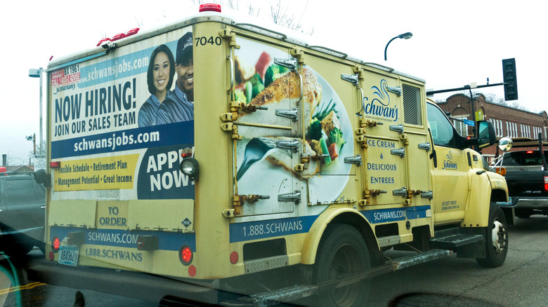 Schwan's delivery truck on road
