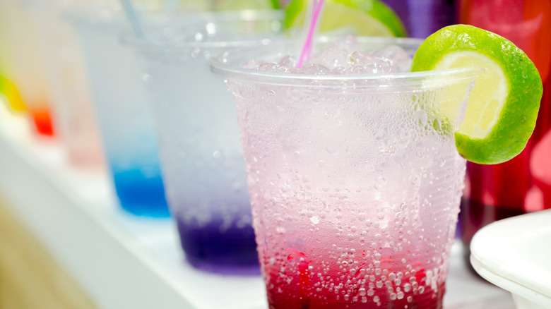 Row of differently colored Italian sodas