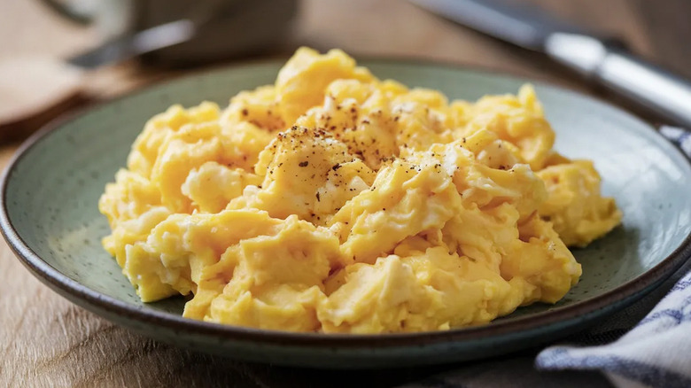 plate of fluffy scrambled eggs
