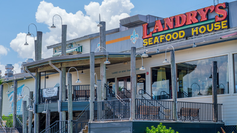 The exterior sign of a location of the chain restaurant Landry's Seafood House