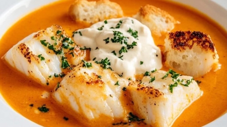 Soupe de poisson with toasted croutons