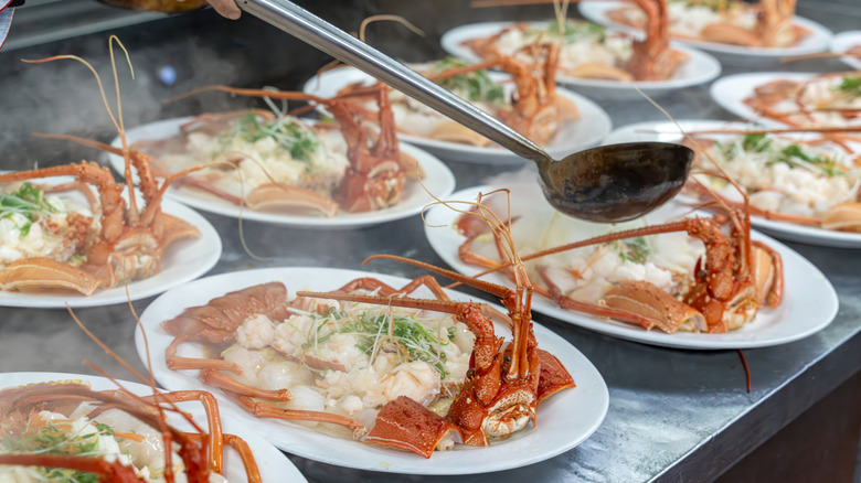 selection of seafood dishes at restaurant