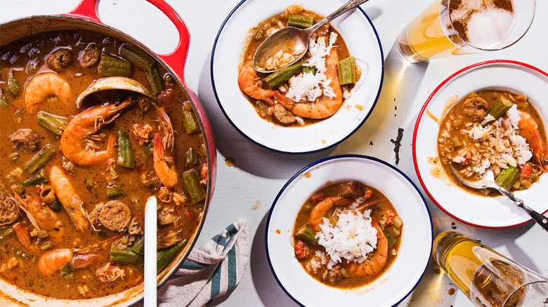 seafood gumbo plated