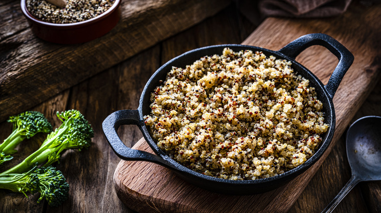 Quinoa in cast-iron pot