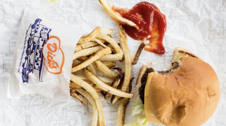 Dick's Drive-In's burger meal with drink