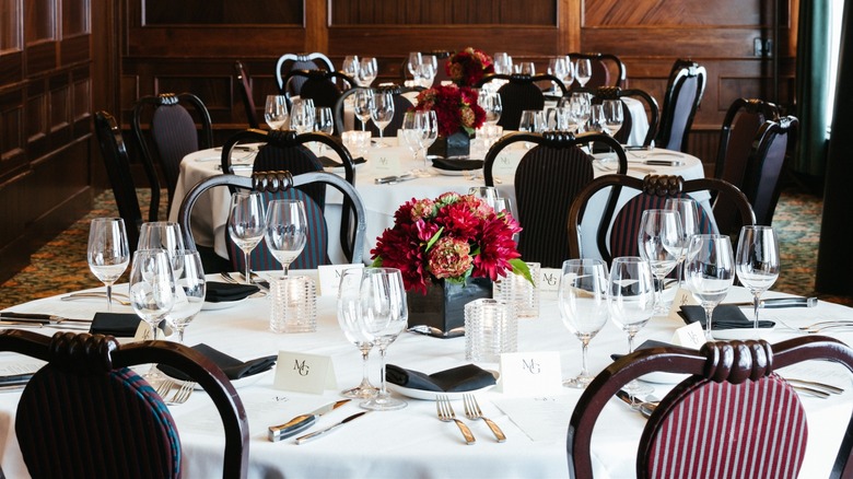 Metropolitan Grill's chic interior with set tables