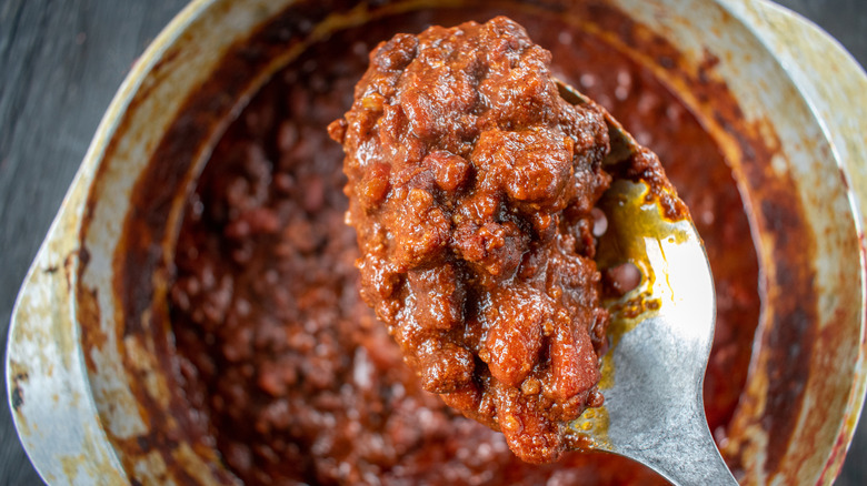 Teax chili in a spoon