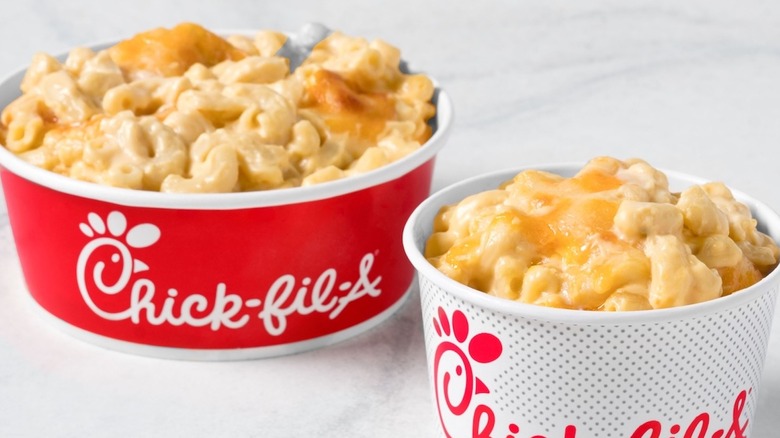 Two bowls of mac and cheese from Chick-fil-A