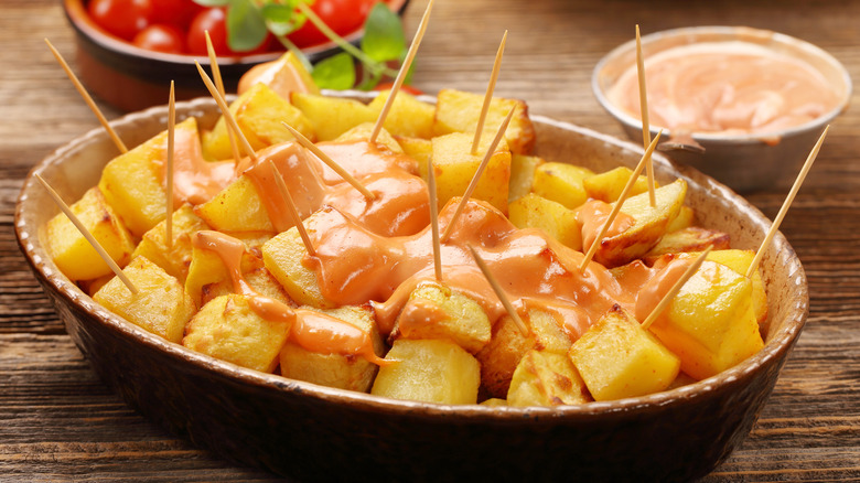 Home fries with cocktail sticks