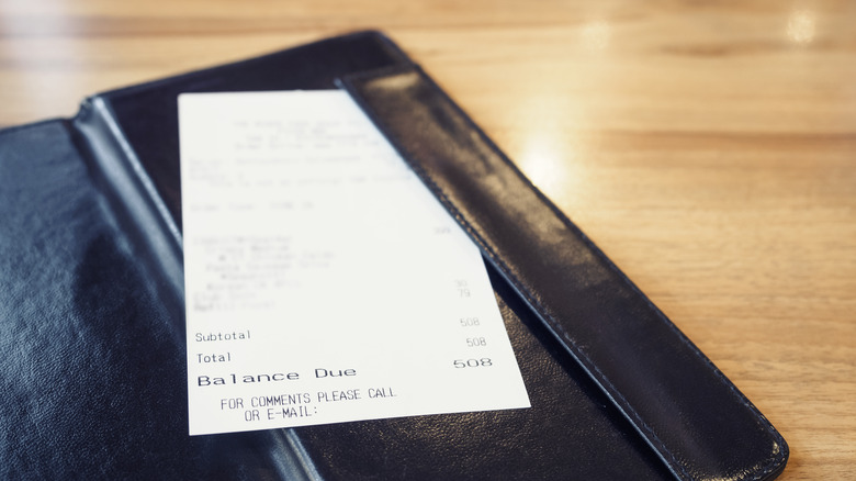 Restaurant bill.