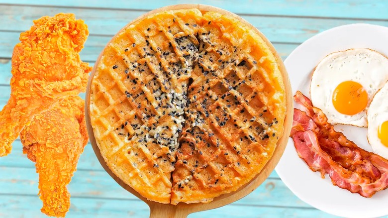 Sesame scallion waffle with butter