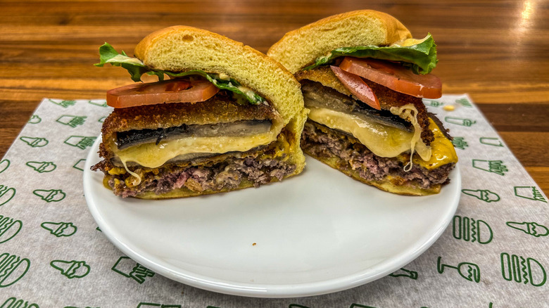 halved Shack Stack burger