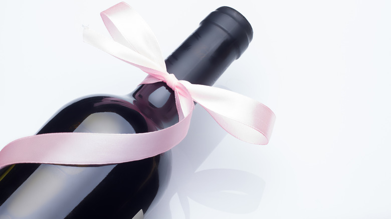 Wine bottle with bow
