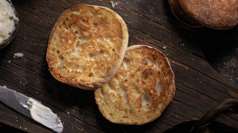 Toasted English muffin, halved