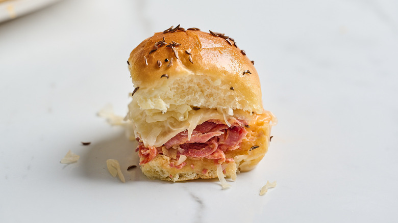 corned beef slider on a table