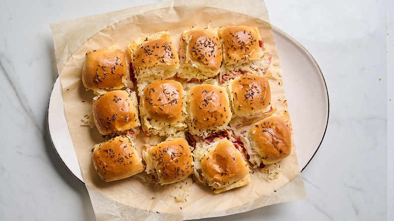 sliders pulled apart from one another on a platter