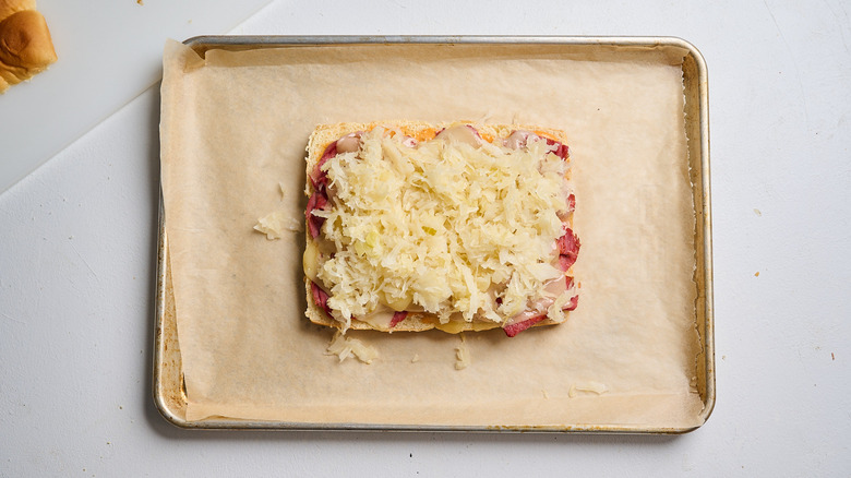 sauerkraut on top of slider rolls