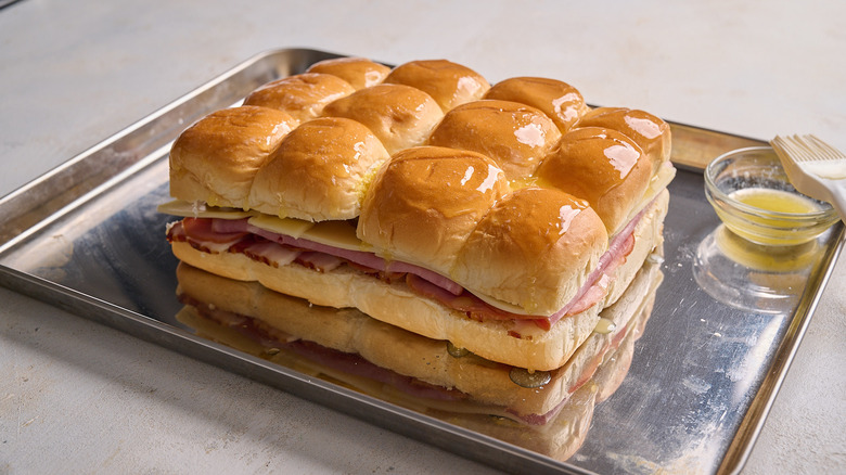 assembled sliders on a sheet tray