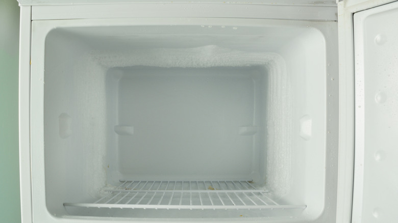 Empty interior of a freezer