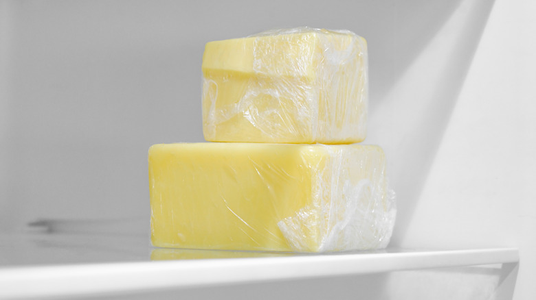 butter wrapped in fridge