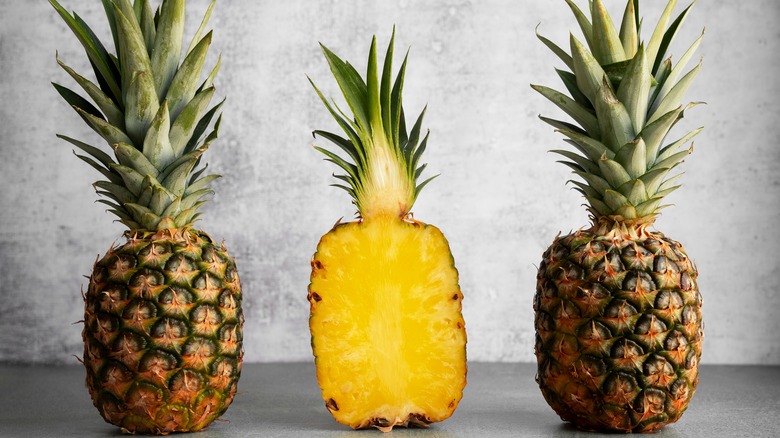 pineapples one cut in half