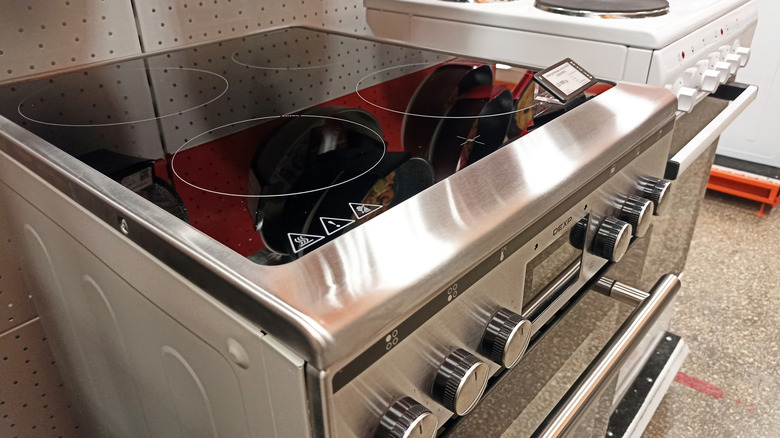 an impressive, costly-looking stainless steel range with an induction cooktop
