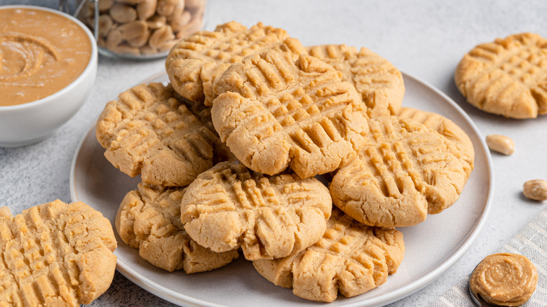 peanut butter cookies on a plate 