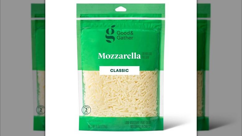 Bag of Good & Gather shredded mozzarella cheese