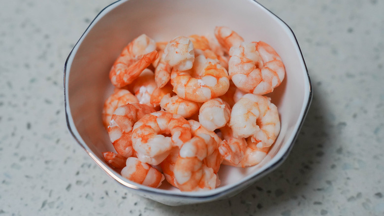 white bowl with shrimp