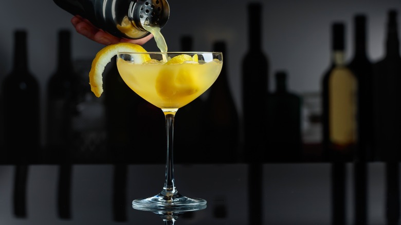 Sidecar shaker strained into glass