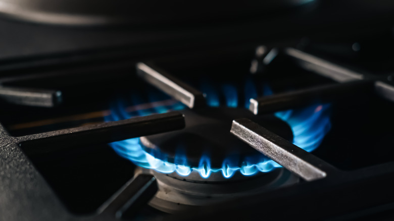 Close-up of a gas stove burner