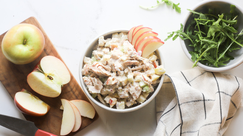 Bowl with tuna apple salad