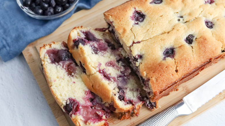 simple blueberry bread sliced