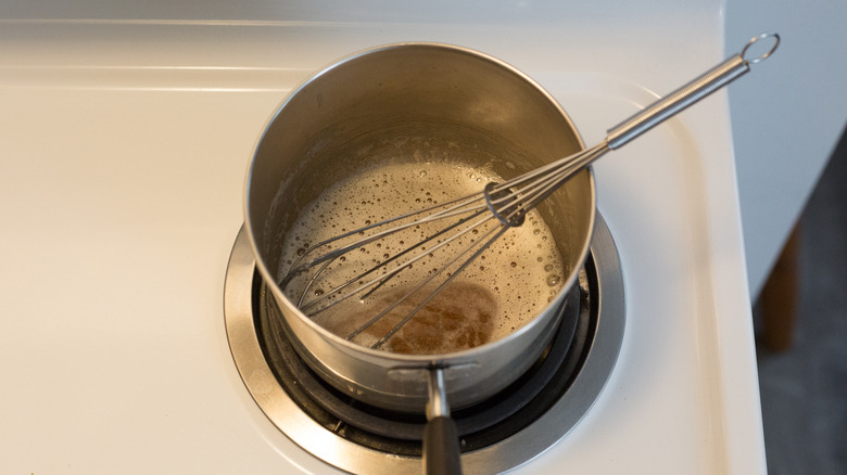 brown butter in small saucepan