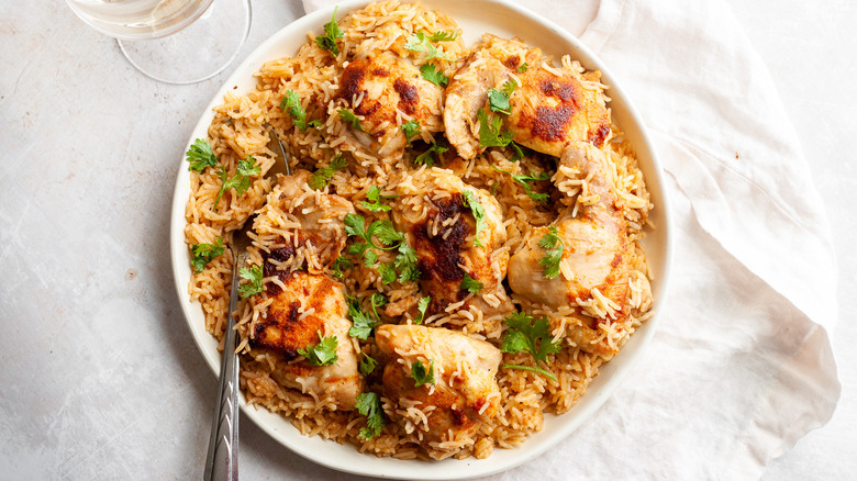 chicken and rice on plate