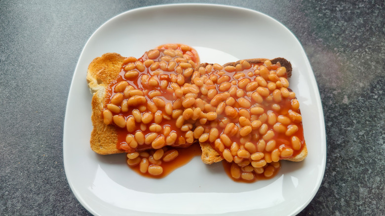 Beans on toast on a plate