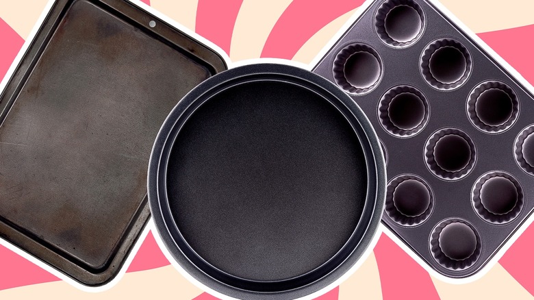 composite image of baking pans