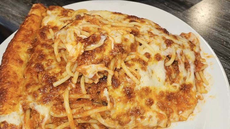 slice of spaghetti pizza