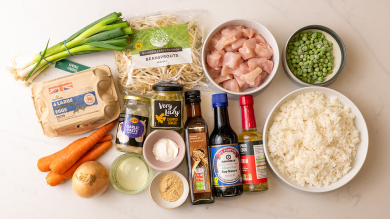 Sheet pan chicken fried rice ingredients