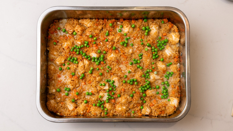Sheet pan fried rice with peas
