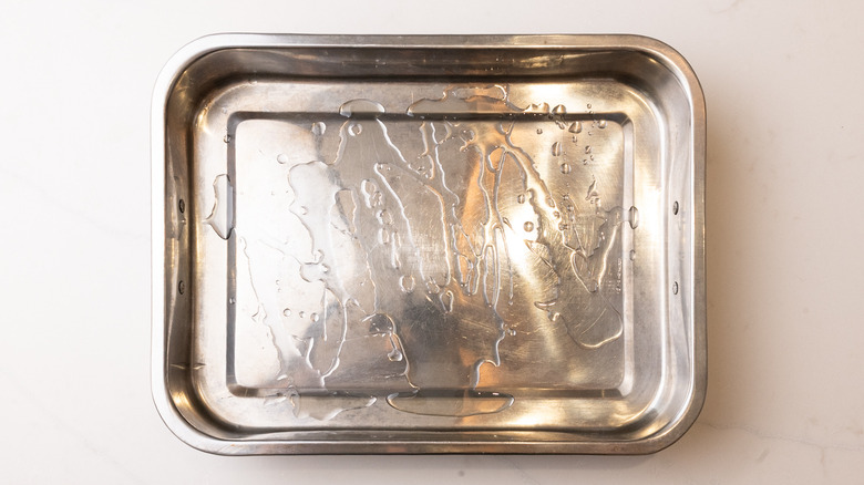 sheet pan coated with oil