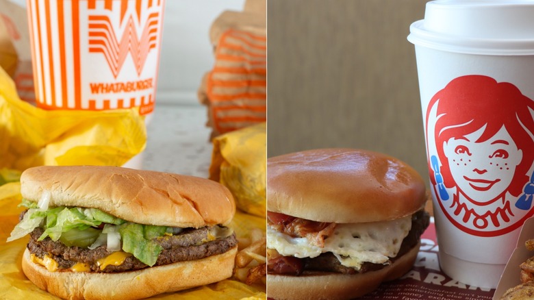Sandwiches from Whataburger and Wendy's