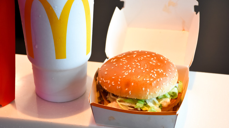 McChicken in an open box with a side of large Coke.