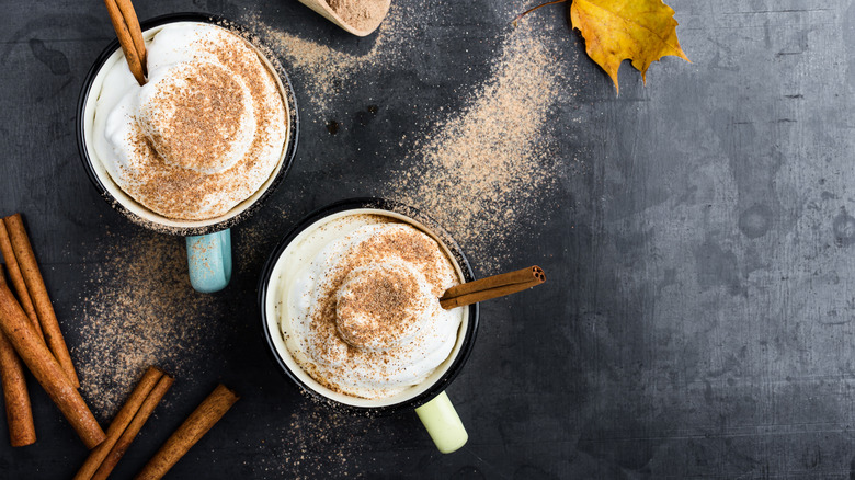 Two pumpkin spice lattes cinnamon