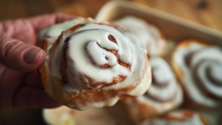 Fresh cinnamon roll with frosting