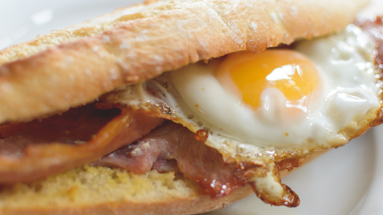 egg and bacon baguette